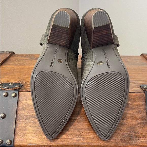 Lucky Brand MAJOKO- Olive Colored Suede Ankle Booties - Picture 5 of 6